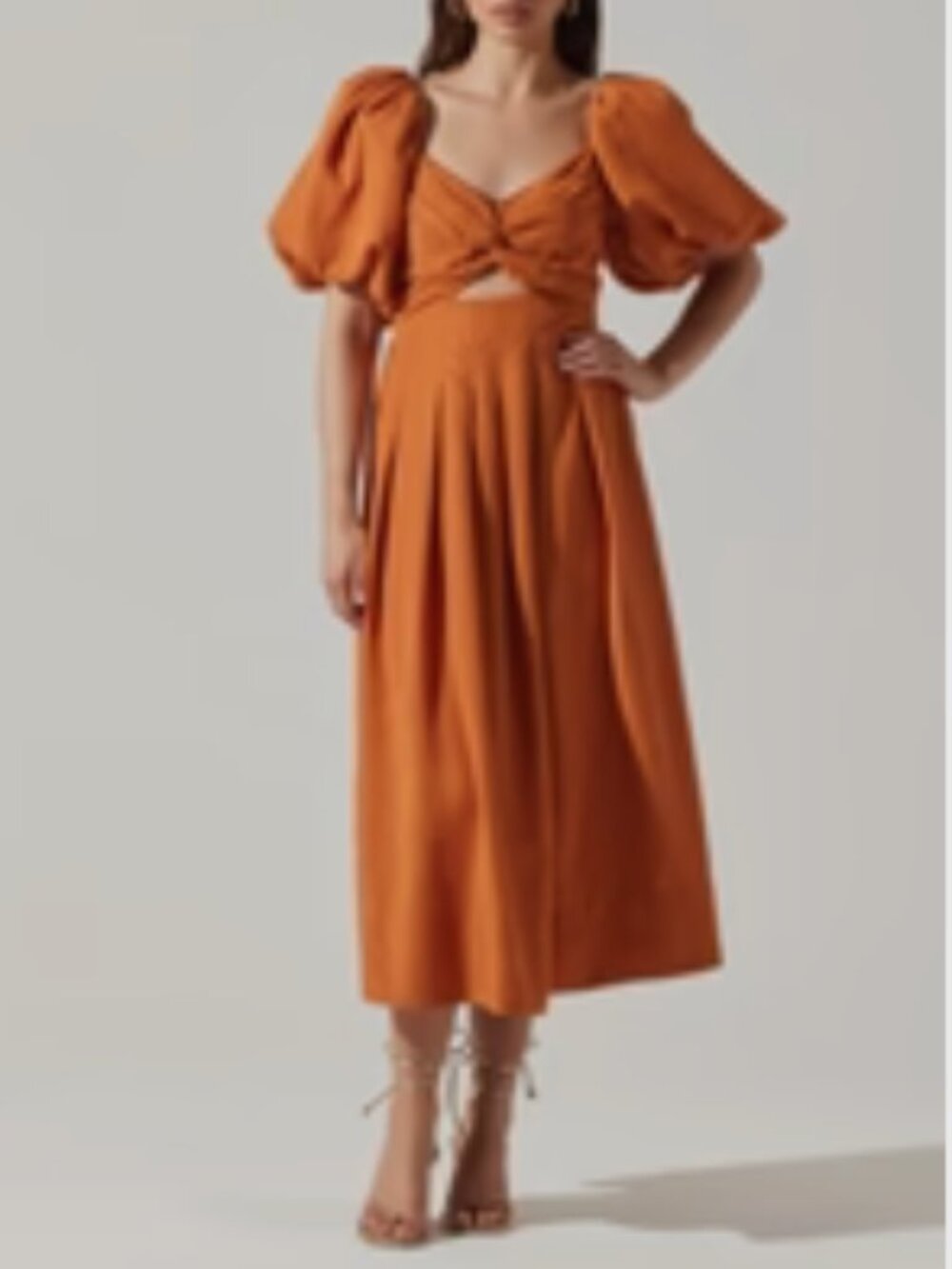 ASTR Serilda Puff Sleeve Midi Apricot